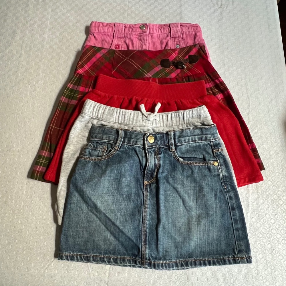 Girls Skirt Bundle Size 5-6 Gymboree Denim Corduroy Plaid 5pc Lot Preppy BTS